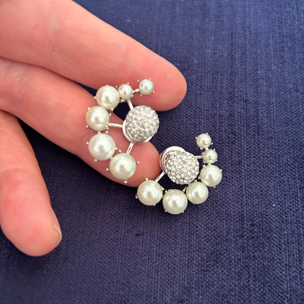 Henri Bendel Faux diamond and pearl earrings